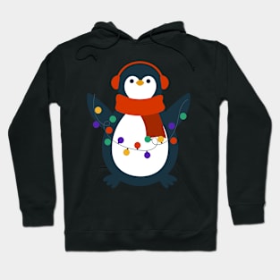 Christmas penguin with garland Hoodie